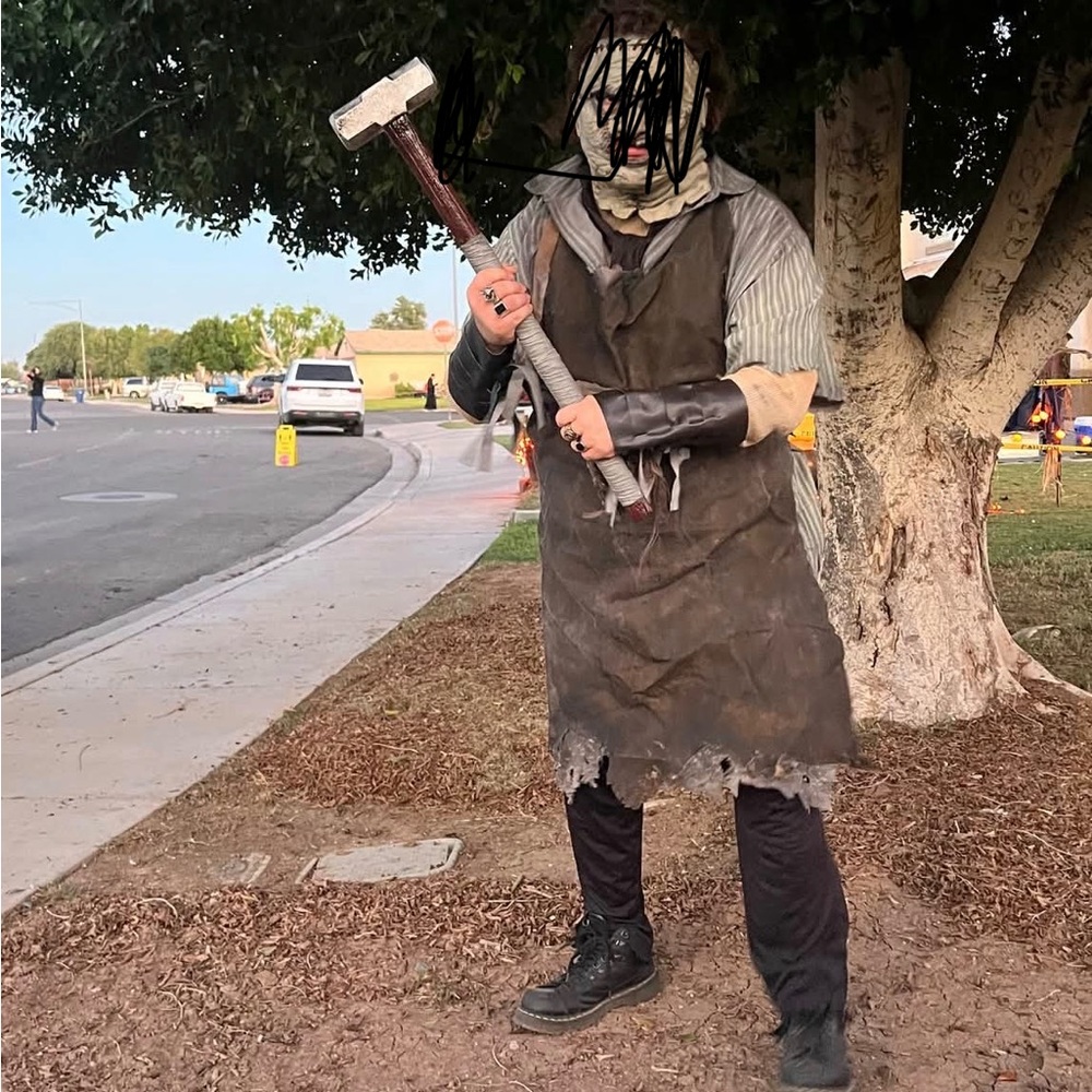 Men Scary Butcher Costume - Black and Brown 2003 Leatherface costume